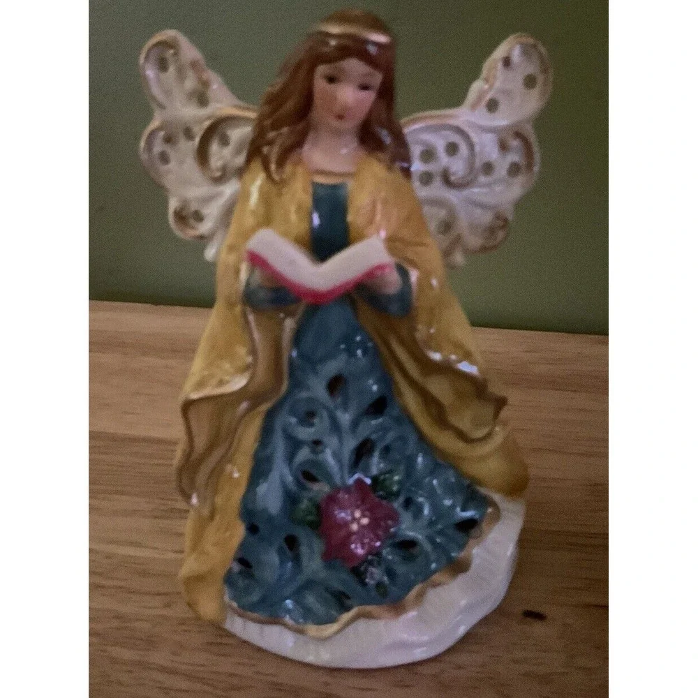 Set Of 2 Angel Ceramic Decorations 6 In Tall‎